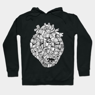 “Heart Faces” Anatomical Heart Cartoon Drawing Hoodie